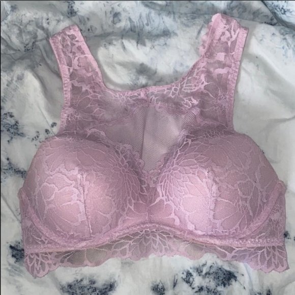 VS PINK Lace High Neck Push Up Bra - Picture 2 of 5